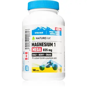 NatureVia Magnesium 1 Mega 835mg tablety na podporu normálnej činnosti nervovej sústavy, svalov, zubov a zníženie únavy 180 tbl