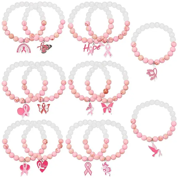 14Pcs Glass Beads Stretch Bracelets for Women