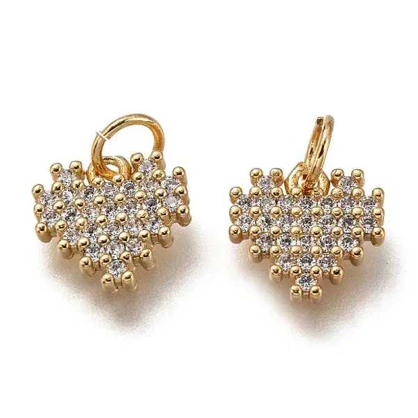 Brass Micro Pave Clear Cubic Zirconia Charms