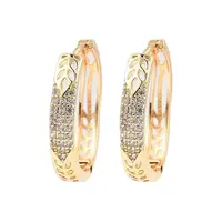 Brass Micro Pave Cubic Zirconia Hoop Earring