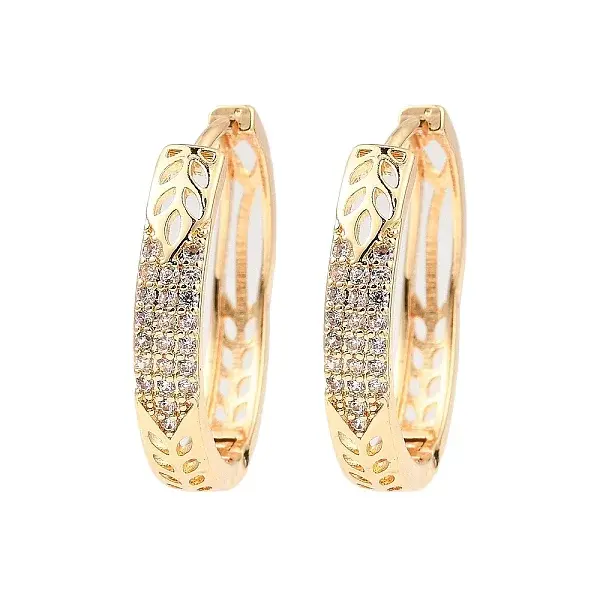 Brass Micro Pave Cubic Zirconia Hoop Earring
