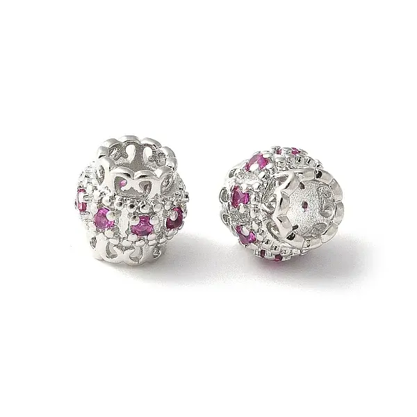 Brass Micro Pave Cubic Zirconia European Beads