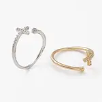 Brass Micro Pave Clear Cubic Zirconia Cuff Rings