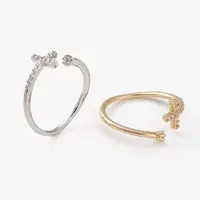 Brass Micro Pave Clear Cubic Zirconia Cuff Rings
