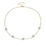Cubic Zirconia Classic Tennis Necklace with Flower Links