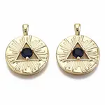 Brass Micro Pave Blue Cubic Zirconia Pendants