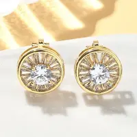Brass Micro Pave Clear Cubic Zirconia Clip-on Earrings