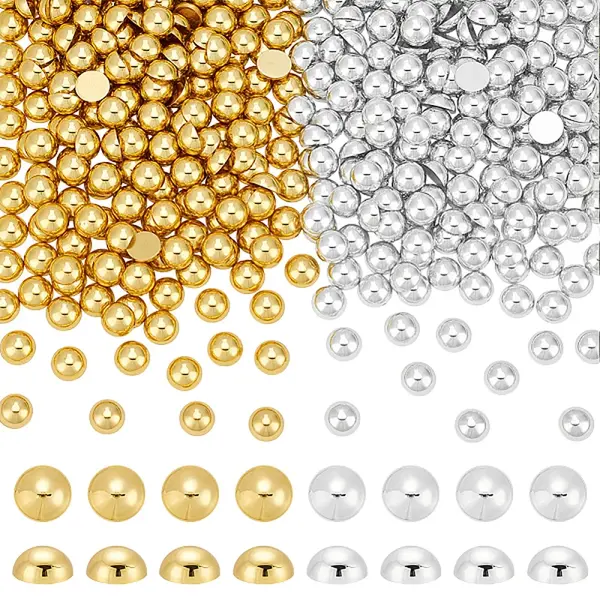 800Pcs 2 Colors Half Round ABS Plastic Nail Art Cabochons