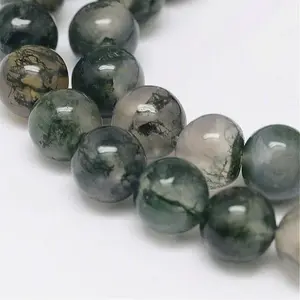 Natural Moss Agate Beads Strands