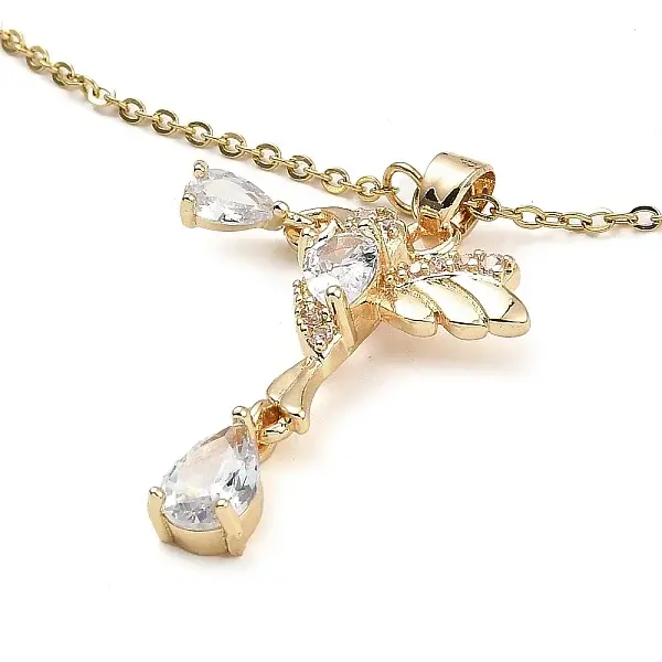 Bird Brass Micro Pave Cubic Zirconia Pendant Necklaces