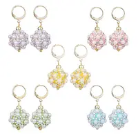 Polymer Clay Rhinestone Disco Ball Dangle Leverback Earrings