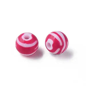 Opaque Striped Acrylic Beads