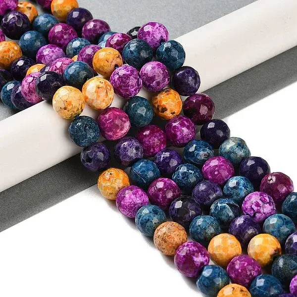 Natural Fire Crackle Agate Beads Strands
