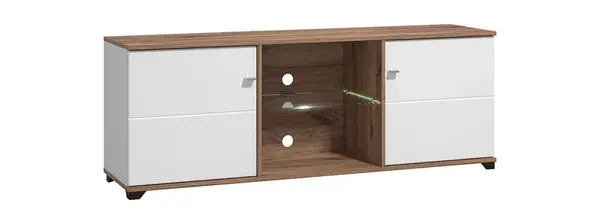 Tv stolek s osvětlenou policí fredrik - dub flagstaff/bílá