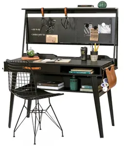 Malý psací stůl s nástavcem nebula - šedá/černá