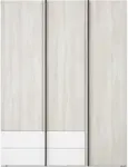 Třídvéřová šatní skříň mateo - dub/bílá/šedá