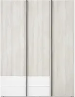 Třídvéřová šatní skříň mateo - dub/bílá/šedá