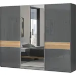 Šatní skříň se zrcadlem 3d orfea - šedá/ořech pacific