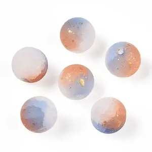Frosted Baking Paint Crackle Glass Beads with Glitter Powder