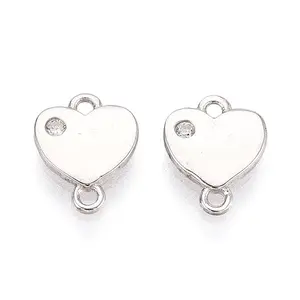 925 Sterling Silver Micro Pave Clear Cubic Zirconia Connector Charms