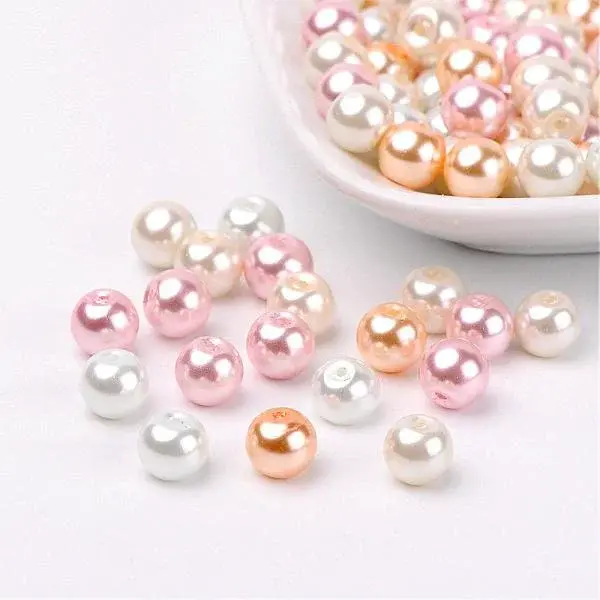 Barely Pink Mix Pearlized Glass Pearl Beads