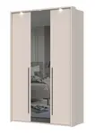 Třídvéřová šatní skříň se zrcadlem a led osvětlením baptiste - béžová