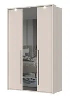 Třídvéřová šatní skříň se zrcadlem a led osvětlením baptiste - béžová
