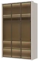 Třídveřová prosklená šatní skříň s led osvětlením baptiste - béžová