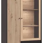 Vysoká vitrína s vnitřním osvětlením semira - dub artisan/dub černý