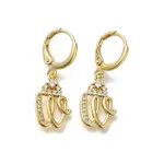 Brass Clear Cubic Zirconia Hoop Earrings