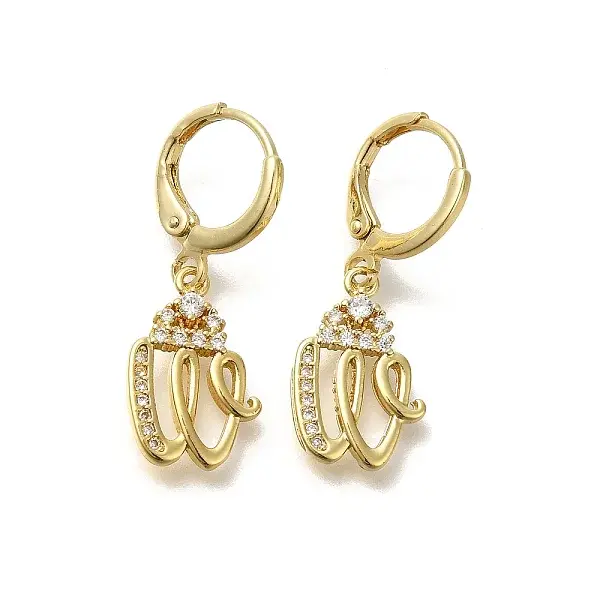 Brass Clear Cubic Zirconia Hoop Earrings