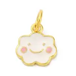 925 Sterling Silver White and Pink Enamel Smiling Face Cloud Charms