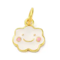 925 Sterling Silver White and Pink Enamel Smiling Face Cloud Charms