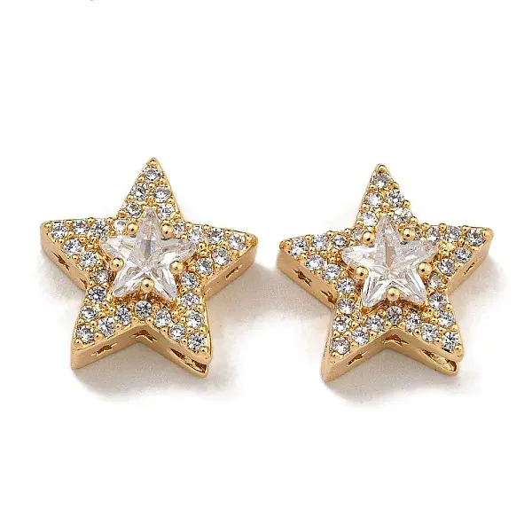 Brass Micro Pave Cubic Zirconia Beads