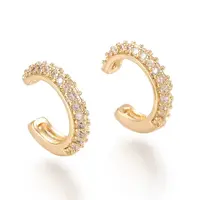 Brass Micro Pave Clear Cubic Zirconia Cuff Earrings