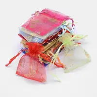 Gold Stamping Butterfly Rectangle Organza Gift Bags