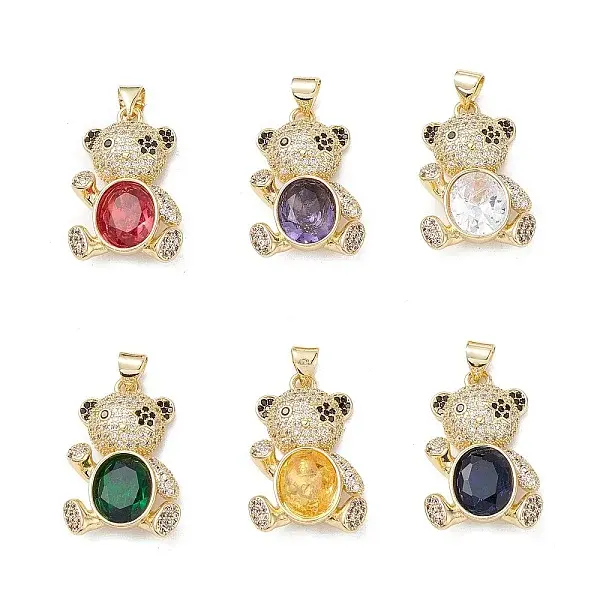 Brass Micro Pave Cubic Zirconia Pendants