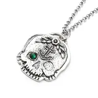 Skull Rhinestone Pendant Necklaces with Rolo Chains