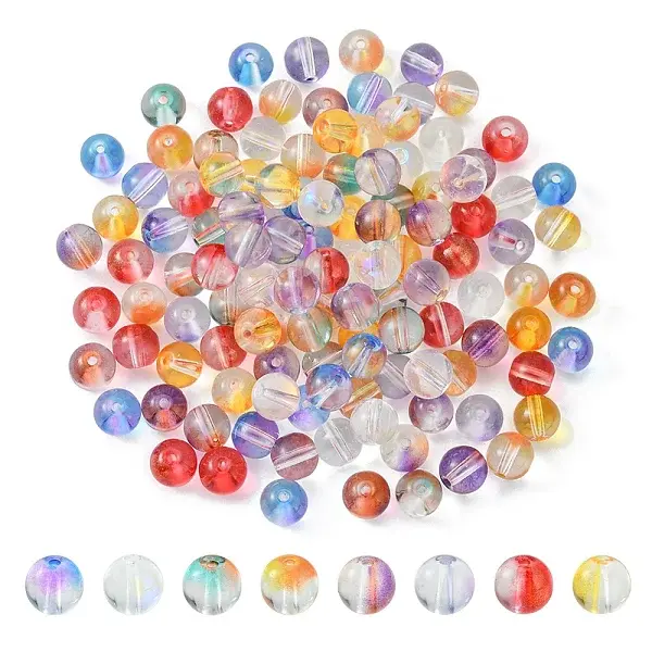 120Pcs 8 Colors Glass Beads