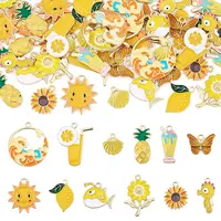 48Pcs 12 Styles Alloy Enamel Pendants