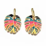 Brass Enamel Huggie Hoop Earrings