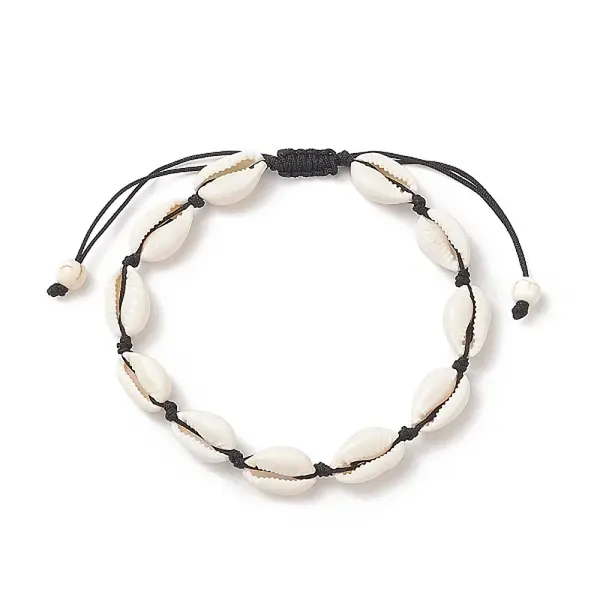 Natural Cowrie Shell Braided Beaded Anklets