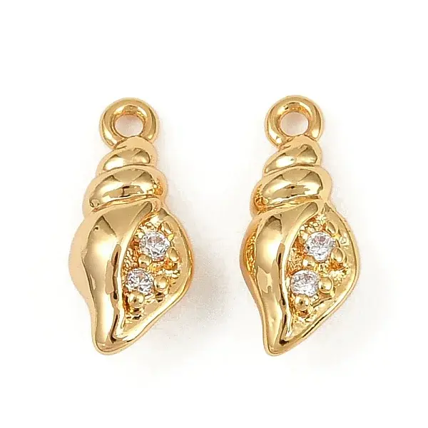 Ocean Theme Brass Micro Pave Cubic Zirconia Charms