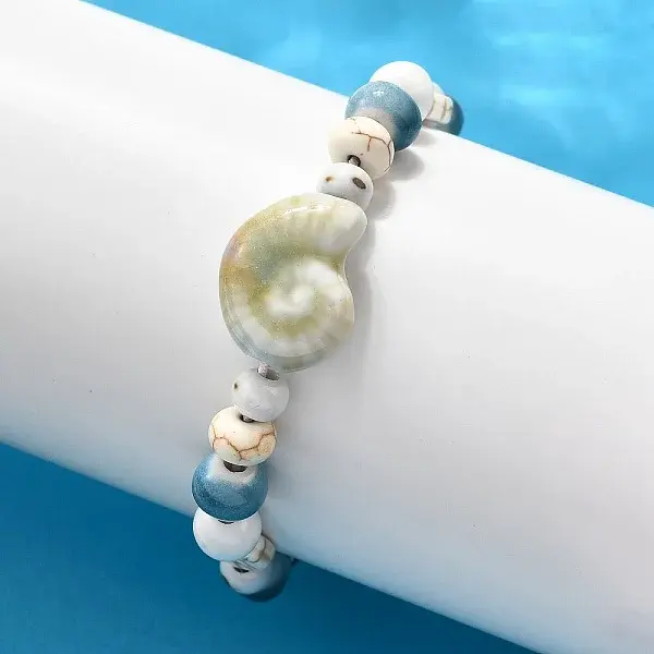 Handmade Porcelain Beads & Synthetic Howlite Beads Stretch Bracelets for Women