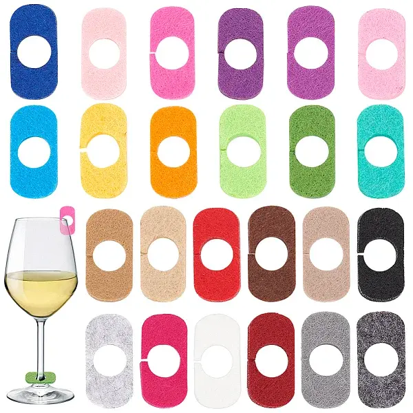 24Pcs 24 Colors Felt Wine Glass Charms