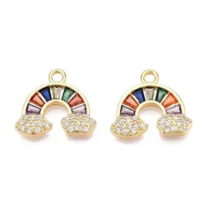 Brass Micro Pave Clear Cubic Zirconia Pendants