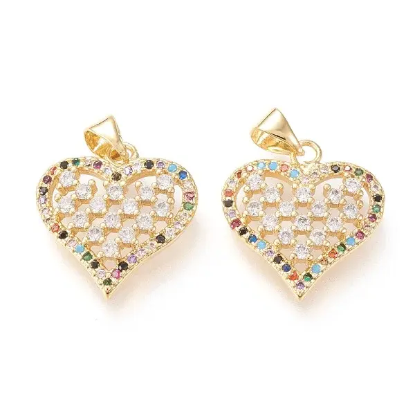 Brass Micro Pave Clear Cubic Zirconia Pendants