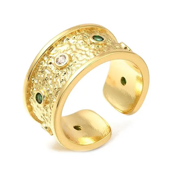 Rack Plating Brass Micro Pave Cubic Zirconia Open Cuff Rings for Women