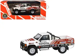 1985 Toyota Hilux Single Cab Pickup Truck "Class 7S Racing" White with Graphics 1/64 Diecast Model Car by Paragon Models