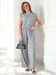 Resti Women's ribbed viscose set, sleeveless and with flared pants